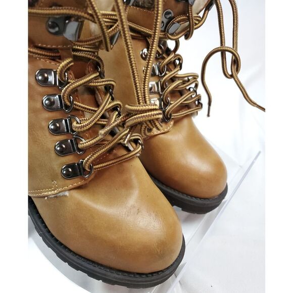 Omg I love them #brownleatherboots MIA Cafe Winter‎ ankle low heel Boots lined sz 6